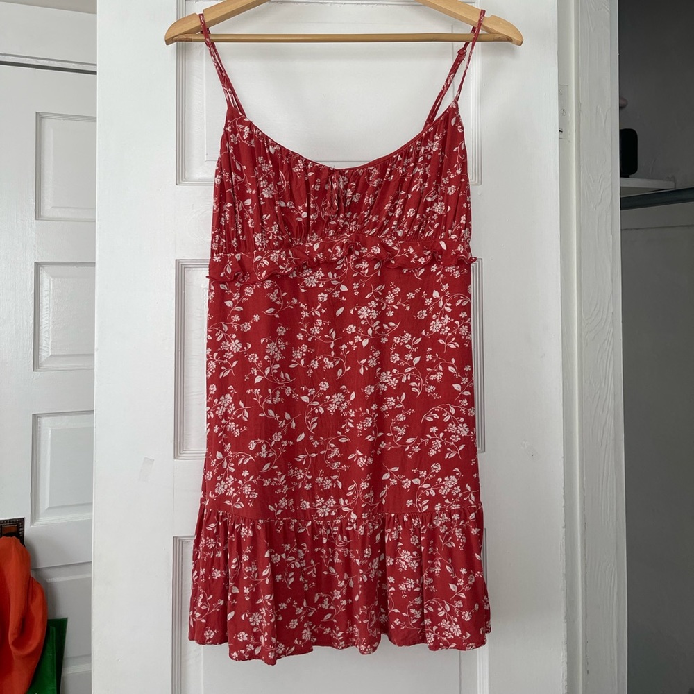 Red and white floral sundress